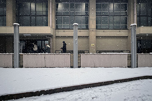 雪、しんしんと。